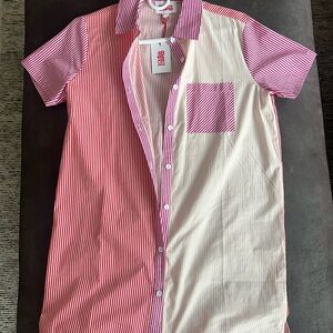 Solid and striped cabana dress